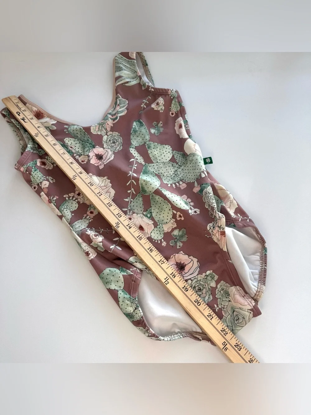 Luckyleo dancewear leotard One Piece Open Back Sz S Dusk Rose cactus Floral Boho